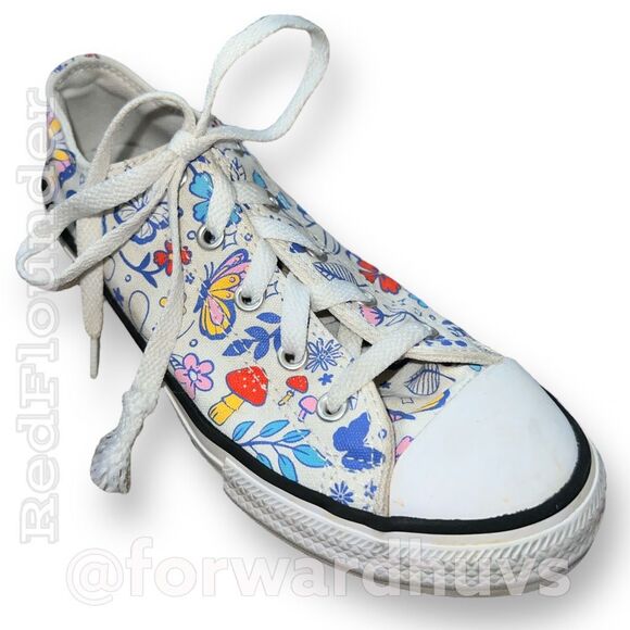 Converse Multi-Color Butterflies & Gnome's Sneakers - Junior Size 3 - Picture 10 of 12